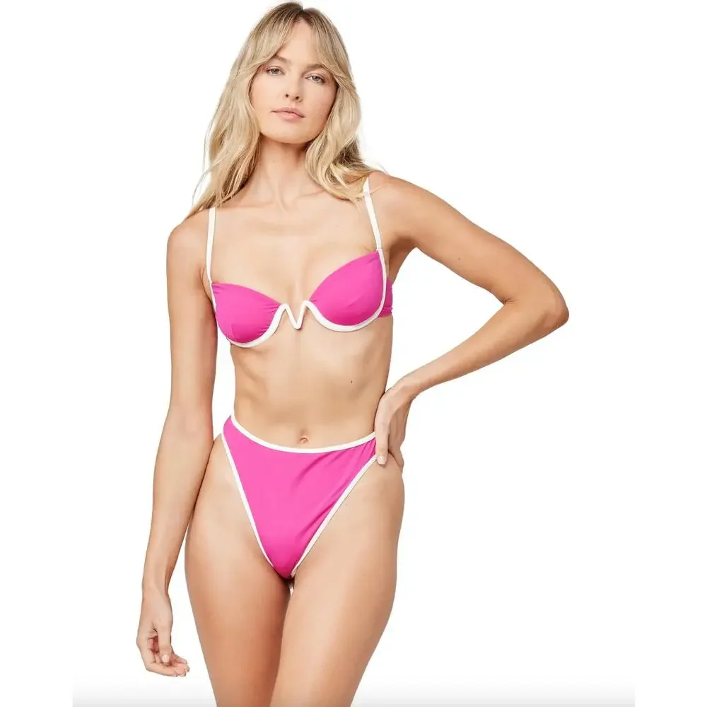 L*Space Swimwear NICO Underwire Bikini Top - Bougainvillea Cream - L - NWT